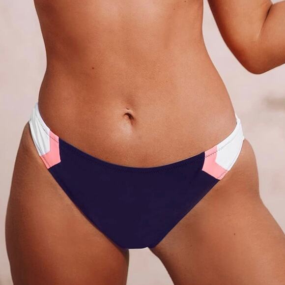 NWT Cupshe Navy Blue Sport Hipster Chevron Bikini Swim Bottom Size Small - Picture 3 of 12